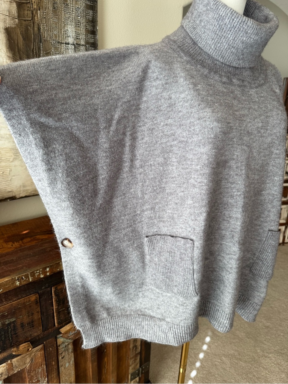 Loft Cozy Turtleneck Poncho Sweater - One Size - Picture 3 of 7